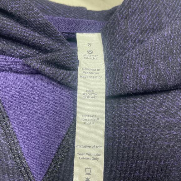 Lululemon Size 8 Pull Me Over Hoodie Purple Cotton Blend Long Sleeves Stretch - Picture 7 of 8